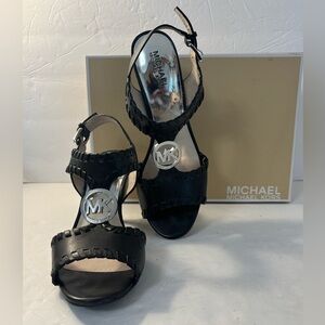 MICHAEL KORS Kalle Black Leather Sandal Size 9